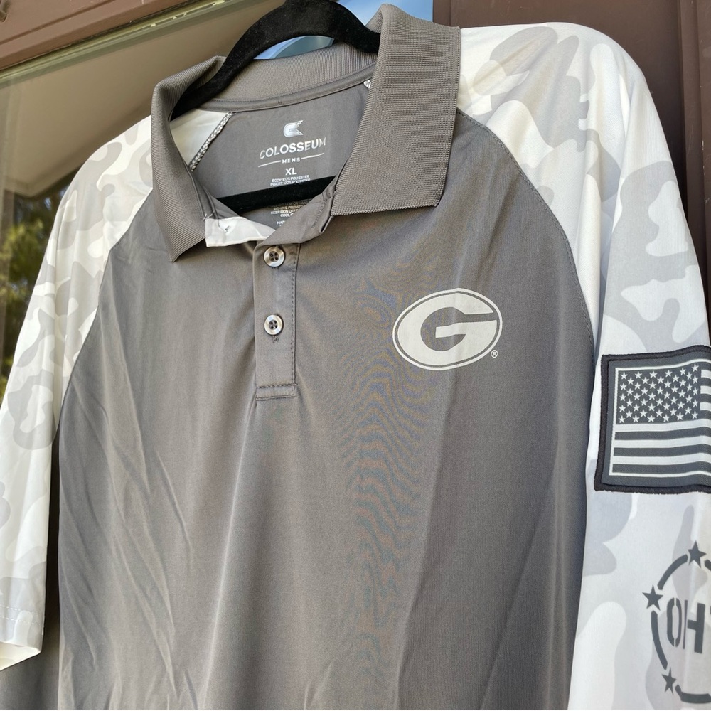 Colosseum Georgia Bulldogs OHT Military Appreciation Grey Camo Polo XL - Picture 2 of 12